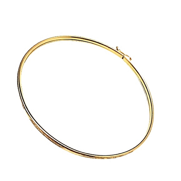 Diamond Cut 14k Solid Gold Bangle Bracelet With Locking Closure - Picture 4 of 6